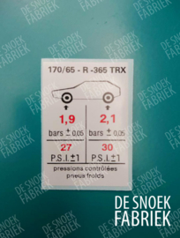 Bandenspanning 170/65 TRX sticker