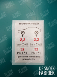 Tyre pressure 185/60 decall