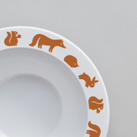 Buddy and Bear melamine kom Bosdieren (kaneel / roestbruin)