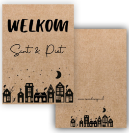 Esva Design | Kaart Kraftkarton Welkom Sint & Piet (A6)