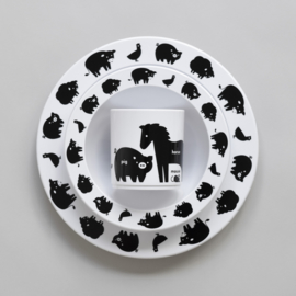 Buddy and Bear melamine kom Boerderijdier (zwart)