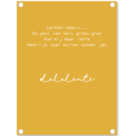 Label-R | Tuinposter Tekst Lala Lente (mosterdgeel)