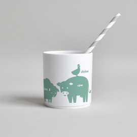 Buddy and Bear melamine beker Boerderijdier (groen)