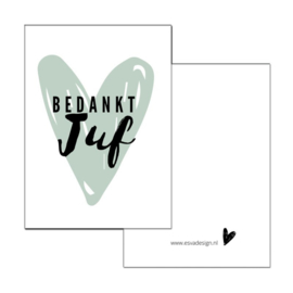 Esva Design | Mini Kaartje Bedankt Juf (groen)