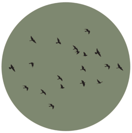 Label-R | Muurcirkel Birds (olijfgroen)