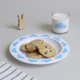 Buddy and Bear melamine bord Happy Clouds (blauw)