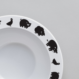 Buddy and Bear melamine kom Boerderijdier (zwart)