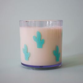 Little Mr. M & Friends | Drinkbeker Spiky Cactus (doorzichtig met aqua patroon)