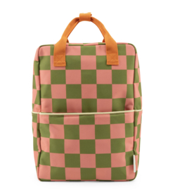 Sticky Lemon | Rugzak Groot Farmhouse Checkerboard (sprout green + flower pink)