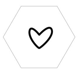 Label-R Kids | Hexagon Hart (wit met zwart hart)