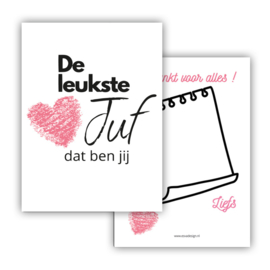 Esva Design | Mini Kaartje De Leukste Juf (wit)