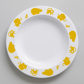 Buddy and Bear melamine bord Wilde Dieren (geel)