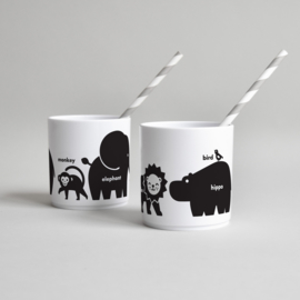 Buddy and Bear melamine beker Wilde Dieren (zwart)