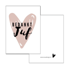 Esva Design | Mini Kaartje Bedankt Juf (roze)