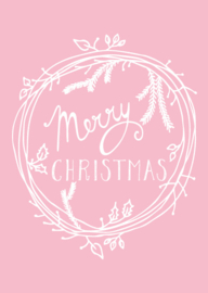 Funny Side Up - Kerstkaart Merry Christmas (pink)