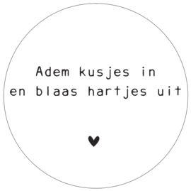 Label-R | Muurcirkel Adem Kusjes In En Blaas Hartjes Uit (hart zwart)
