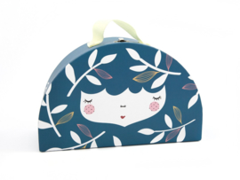 Yuuna | Kartonnen Kinderkoffertje Flower Face Blauw - Groot