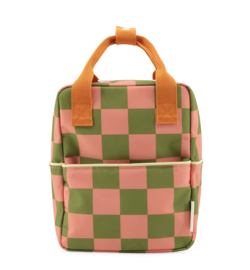 Sticky Lemon | Rugzak Klein Farmhouse Checkerboard (sprout green + flower pink)