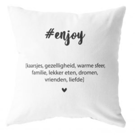 Label-R | Buitenkussen #enjoy (wit)