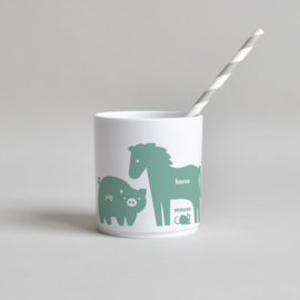 Buddy and Bear melamine beker Boerderijdier (groen)