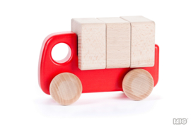 Bajo Houten Vrachtwagen met Blokken (rood)