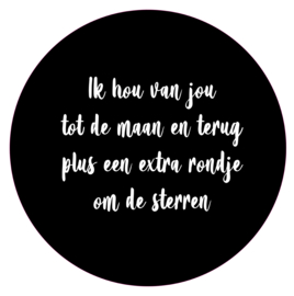 Label-R Kids | Muurcirkel Tekst Ik hou van jou tot de maan (zwart)