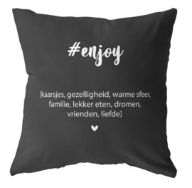 Label-R | Buitenkussen #enjoy (zwart)