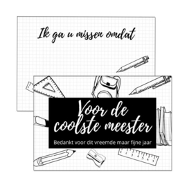 Esva Design | Kaart Voor De Coolste Meester (zwart/wit)