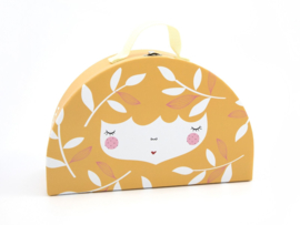 Yuunaa | Kartonnen Kinderkoffertje Flower Face Geel - Groot