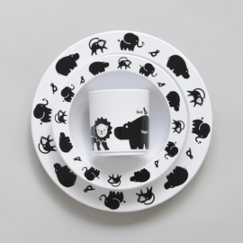 Buddy and Bear melamine beker Wilde Dieren (zwart)