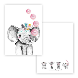 Esva Design | Kaart Lieve Olifant (roze)