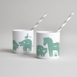 Buddy and Bear melamine beker Boerderijdier (groen)