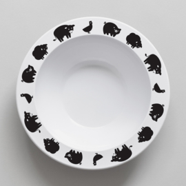 Buddy and Bear melamine kom Boerderijdier (zwart)