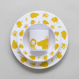 Buddy and Bear melamine kom Wilde Dieren (geel)