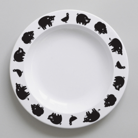 Buddy and Bear melamine bord Boerderijdier (zwart)