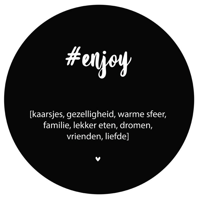 Label-R | Muurcirkel Tekst #enjoy (zwart)