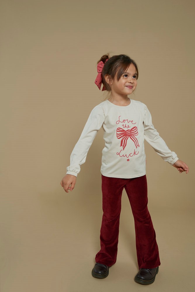Jubel flare broek velour rib bordeaux Queen of Hearts