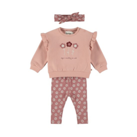 Dirkje 3-delige set sweater met legging, haarband Misty Rose