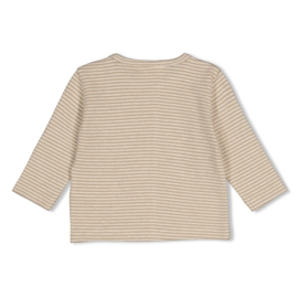 Feetje longsleeve met streep taupe Over the Moon for you