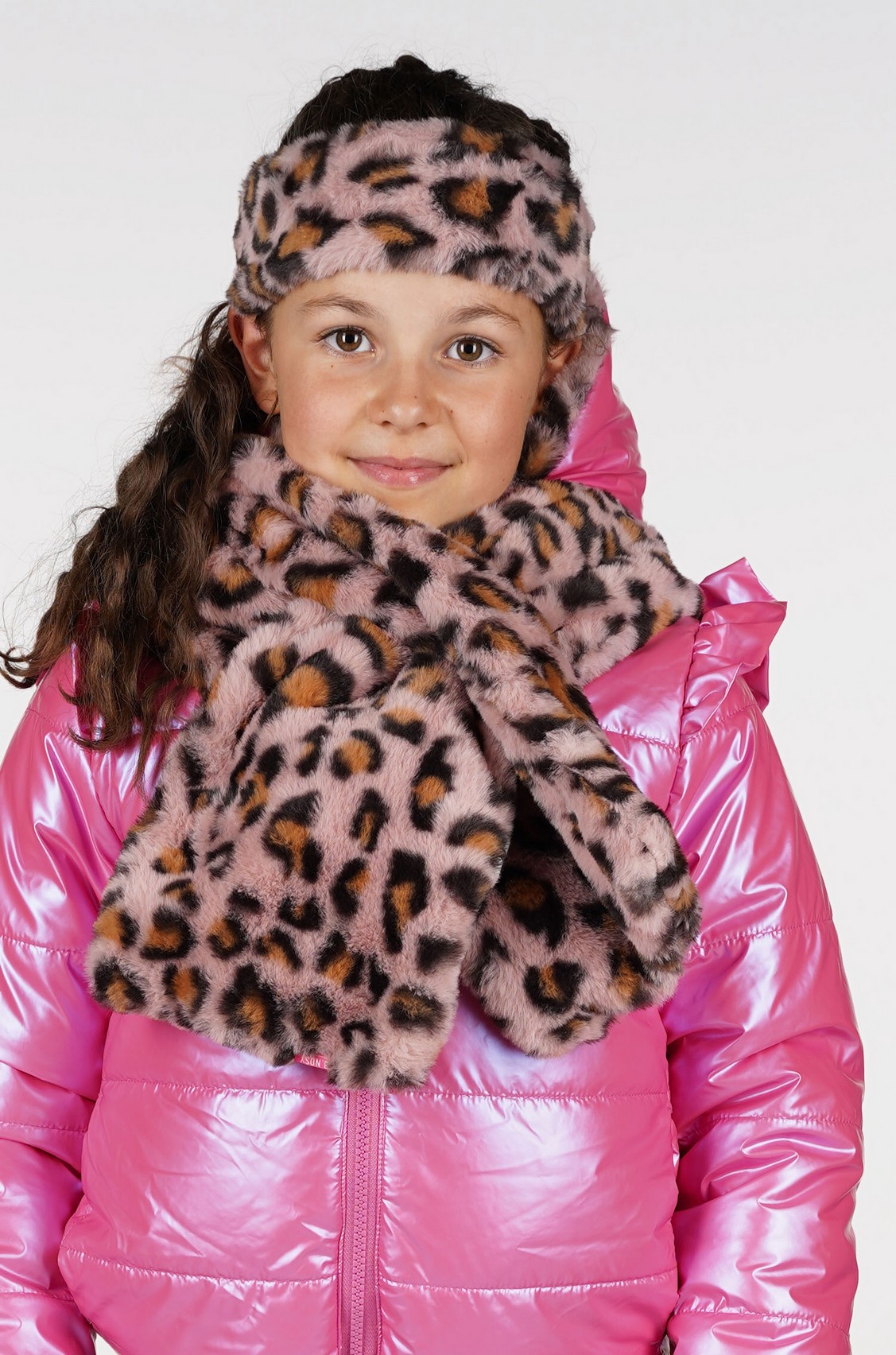B.nosy Jayla haarband met sjaal pink leo