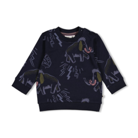 Feetje sweater aop d.blauw Rock the Earth