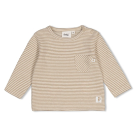 Feetje longsleeve met streep taupe Over the Moon for you