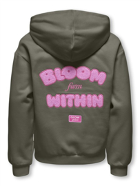 Kids ONLY hoody kogHolla smokey olive bloom