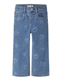 Name It Frose wide jeans aop hearts medium blue denim