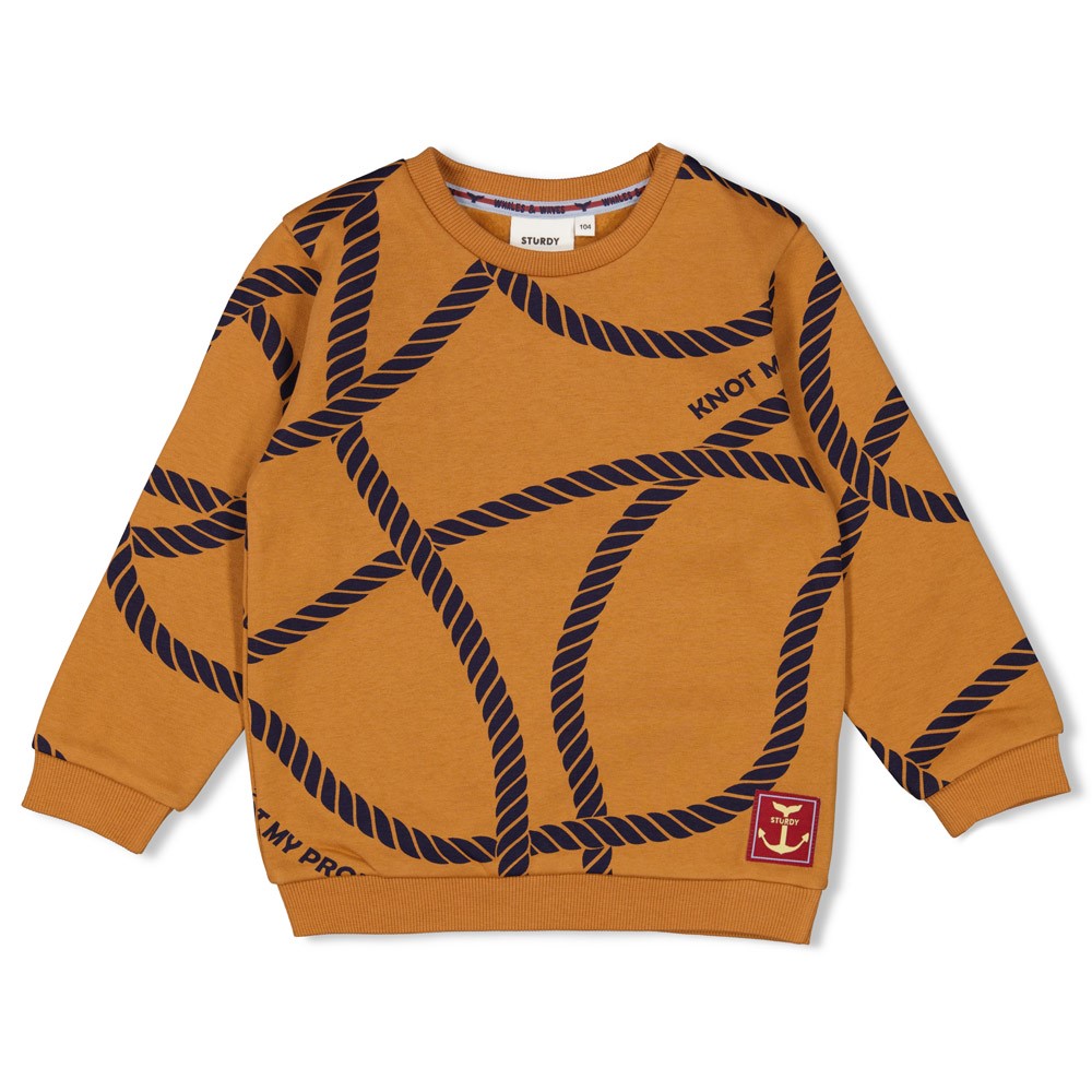 Sturdy sweater aop hazelnoot Waves and Whales