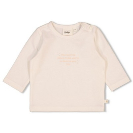 Feetje newborn longsleeve offwhite roze tekst