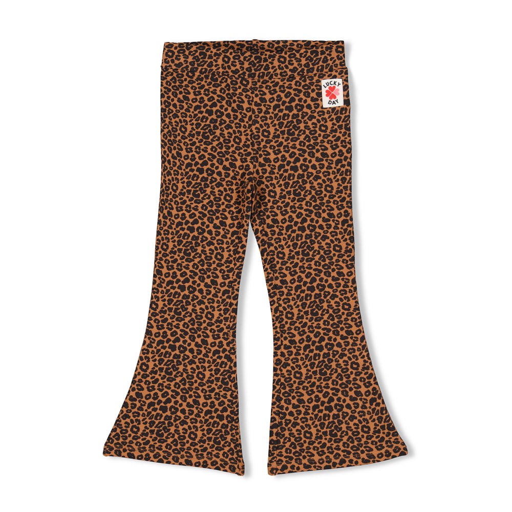 Jubel flare broek aop bruin Queen of Hearts