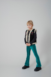 Jubel flared broek velour rib teal Girls Club