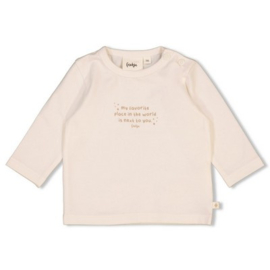 Feetje newborn longsleeve offwhite zand kleurige tekst