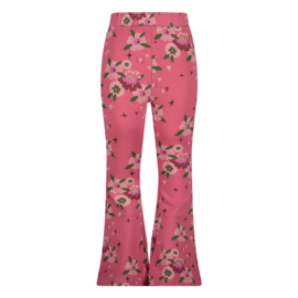 Jubel flared broek aop roze Moon Flowers